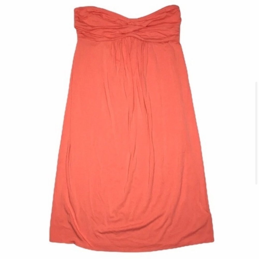 J. Crew - Dressy Jersey Twisted Front Strapless Dress in Papaya Coral - Picture 3 of 6